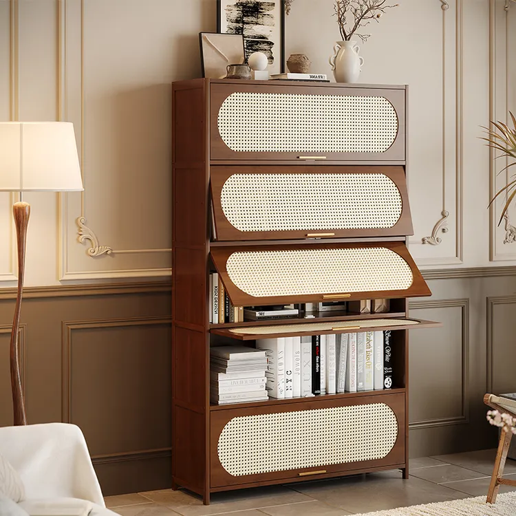 家用书柜储物柜一体靠墙书架多层放书置物架2025新款文件柜中古风