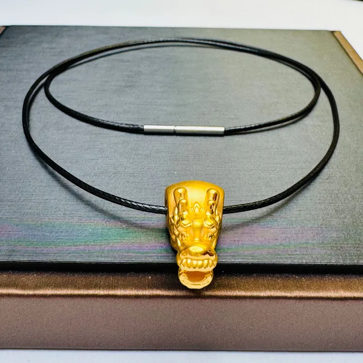 84#足金999 黄金龙头三通 可做文玩配件 