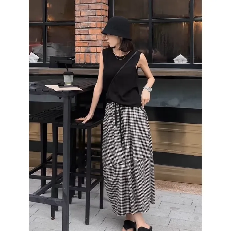 （盐系经典格 ）今年流行漂亮轻熟上衣梨型身材半身裙两件套T3192#