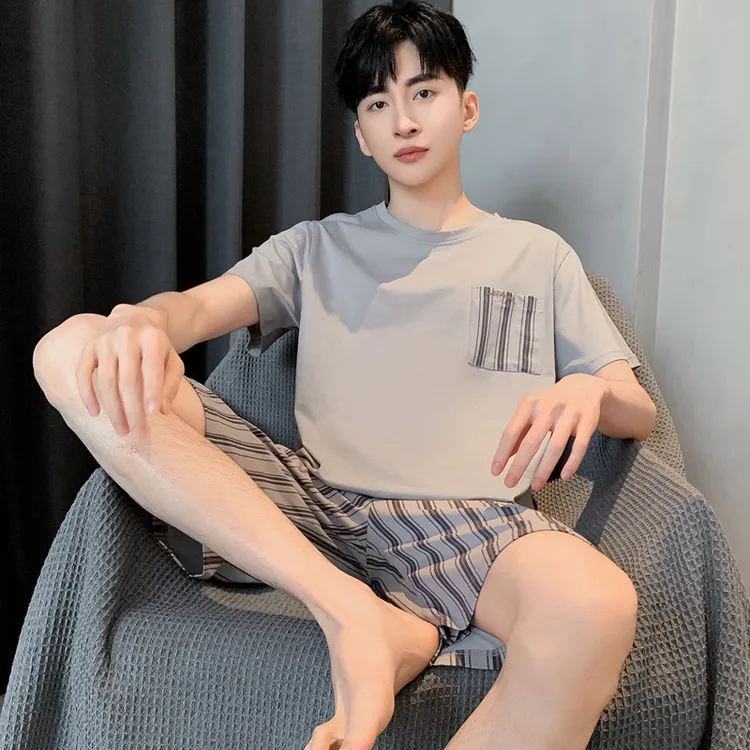 【2025新款】2025男士夏季短袖薄款青少休闲家居服套装凉爽舒适适穿