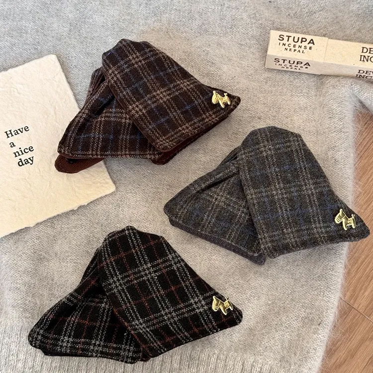 珀小棉简约风日韩女抓夹INS风发夹头饰百搭饰品经典格子盘发夹