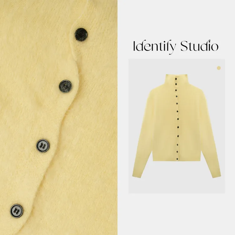 IDENTIFY秋季新款秋冬高领排扣多彩纯色绵羊毛衣上衣25AWG1027105