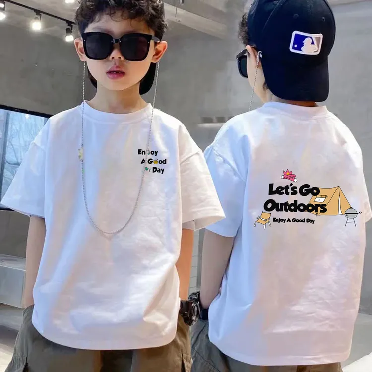 【100%纯棉】夏季男童韩系T恤宝宝短袖t恤半袖帅气新款印花中大童