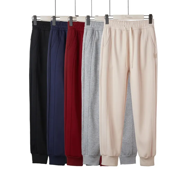 春秋女款不加绒高腰束脚运动卫裤女