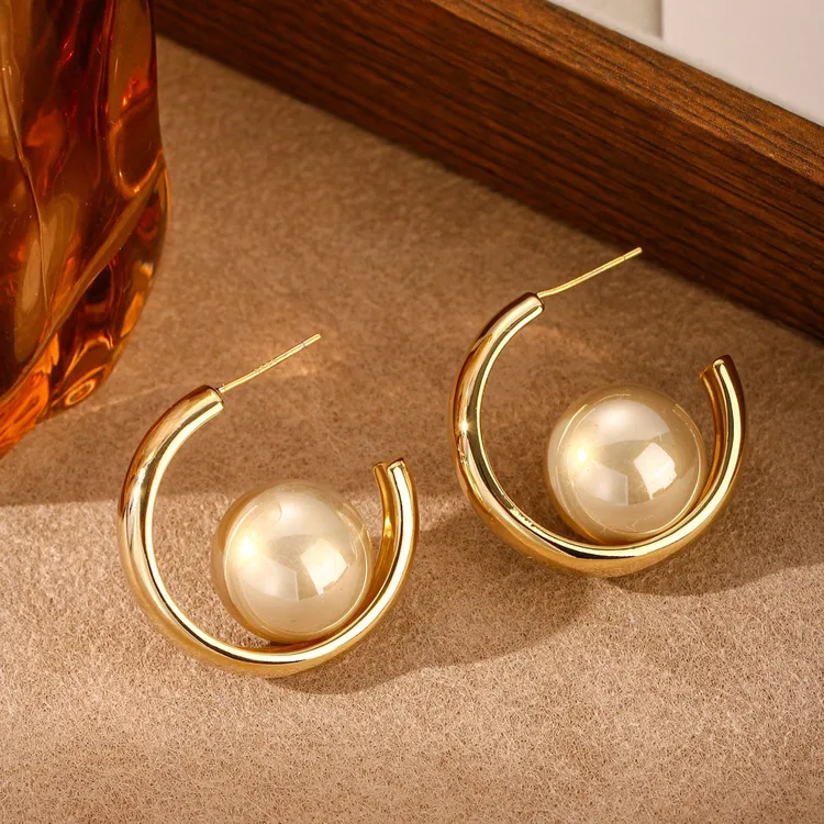 【KEFAN珂梵】 金色几何图案日韩女耳环法式优雅百搭个性轻奢