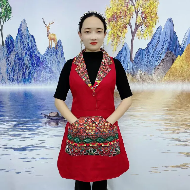 1819翻领民族风马甲围裙J