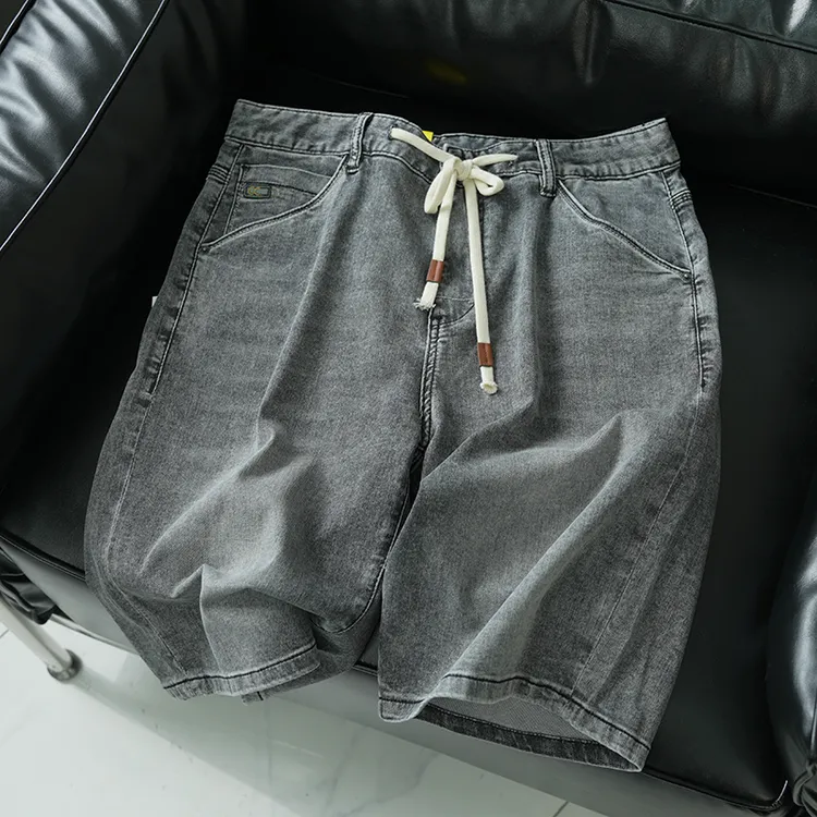 【退货补运费】夏季男士复古简约休闲直筒五分裤牛仔短裤Z1199-3723