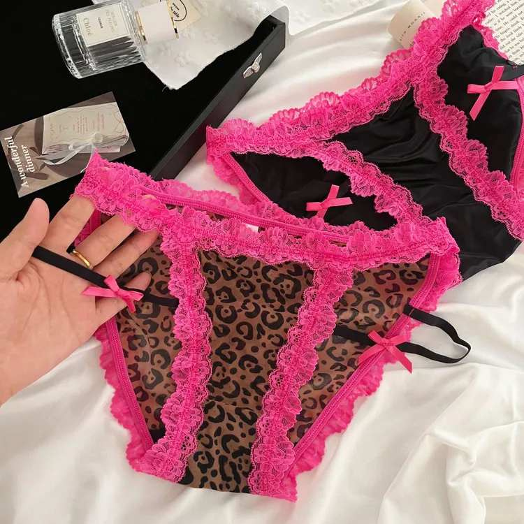甜辣妹风性感法式蕾丝少女舒适三角裤镂空低腰透气女三角内裤日系