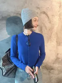 【Winnie】高饱和宝蓝针织开衫 秋冬亮色百搭单品
