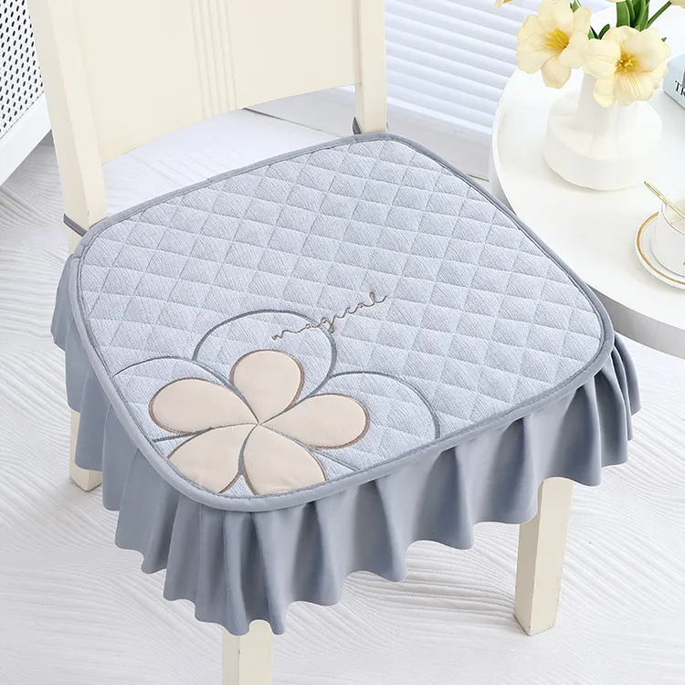 大花边坐垫椅子垫餐桌餐椅垫防滑座椅垫四季通用高级感雪尼尔刺绣