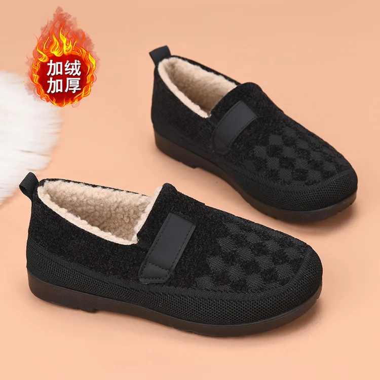 2025冬季加绒老北京布鞋女加厚保暖妈妈棉鞋防滑中年人老太太棉靴