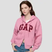 Gap女装2025秋季新款毛巾绣logo抓绒宽松拉链连帽卫衣DR 829621