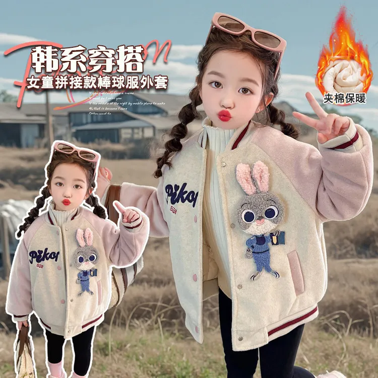 普通棒球服韩版秋冬女童中小童女童新款秋装女童秋冬外套