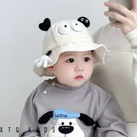 日系白色可爱搞怪卡通渔夫帽女春季夏日出游防晒遮阳帽子百搭盆帽