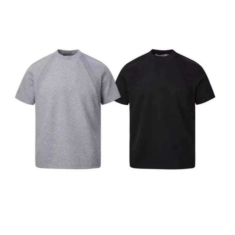 拼接短袖夏季T恤抗皱太空棉短袖上衣圆领宽松半袖春夏