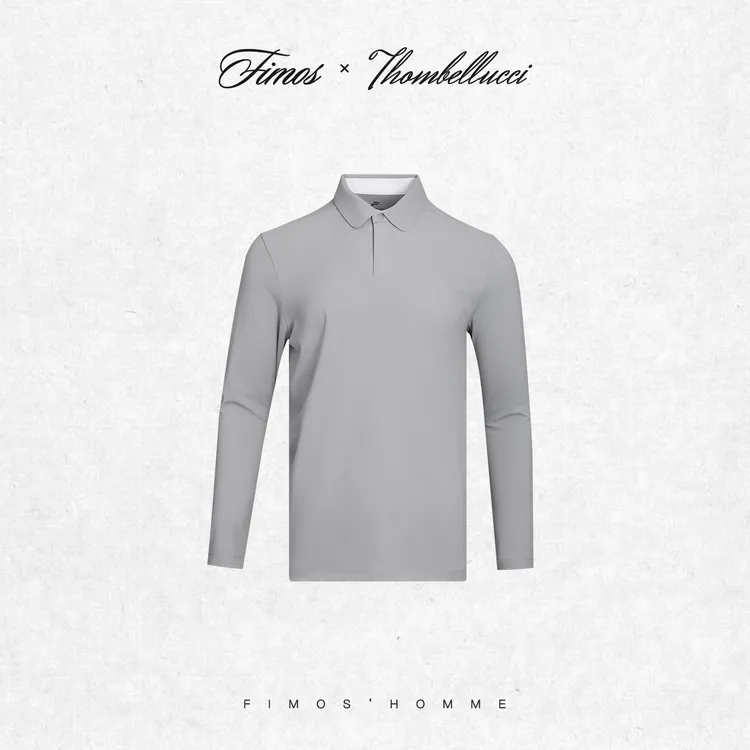 ★【功德圆满2.0】秋冬新款男士圆弧领撞色长袖翻领修身polo衫 HT37
