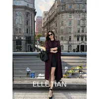 ELLETIAN "定格瞬间"100匹马棉廓形长款风衣外套EZQF001