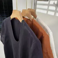 【老头女装定制】 亚麻U领百搭简约短袖T恤 X-25076