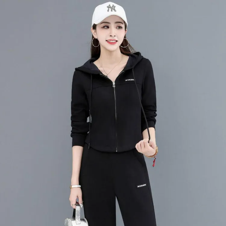 时尚套装秋两件套高级感2025新款运动连帽卫衣开衫秋季穿搭女装