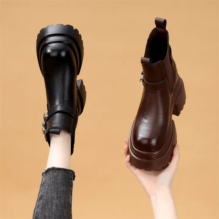 欧货厚底内增高12CM马丁靴女2025冬季新款英伦加绒保暖显瘦大棉靴