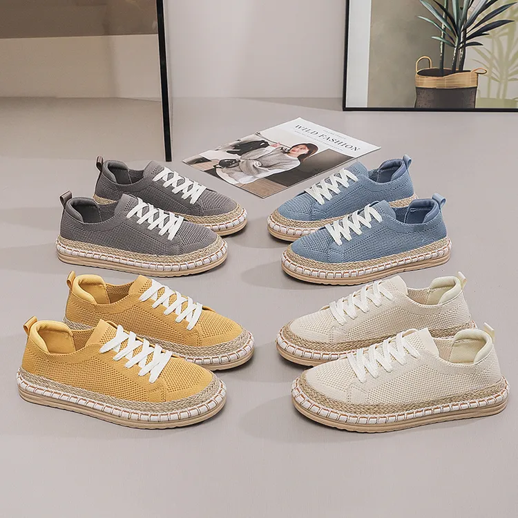 夏季2025新款平底女鞋原创老北京布鞋飞织网面透气休闲渔夫鞋子潮