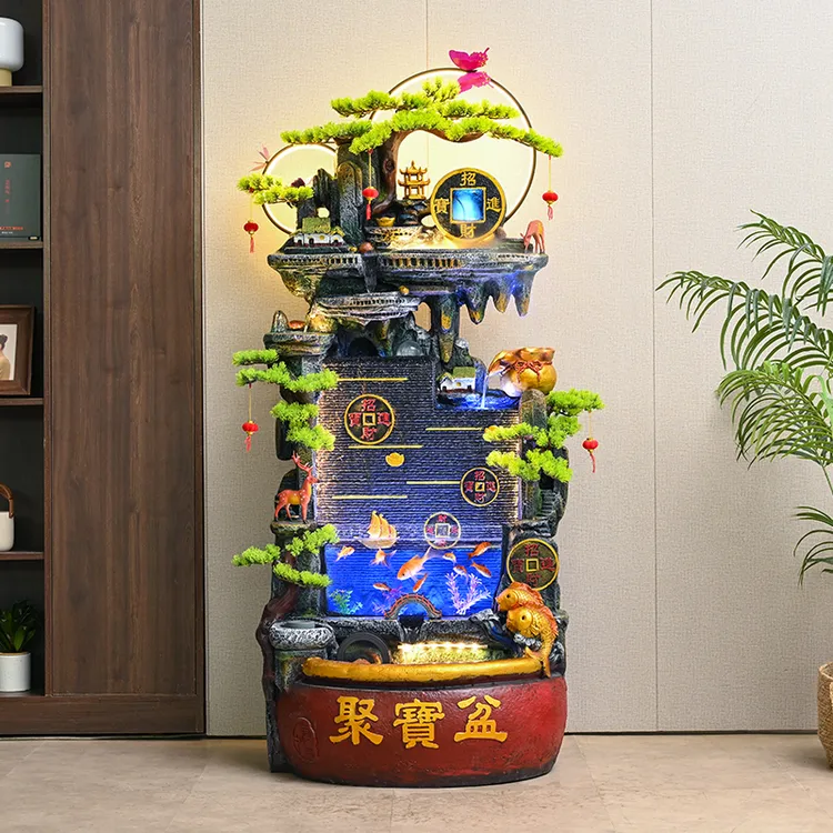 假山鱼池流水摆件客厅水车风水轮招财循环水庭院造景落地喷泉景观