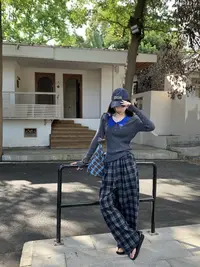 美式复古老钱风撞色长袖针织衫女2025早秋新款修身内搭打底衫上衣