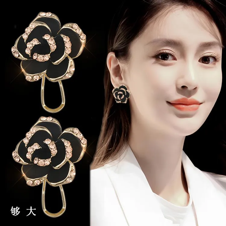 钛钢莫桑石耳饰 玫瑰花耳环女时尚气质新款夸张大气高级感银耳钉