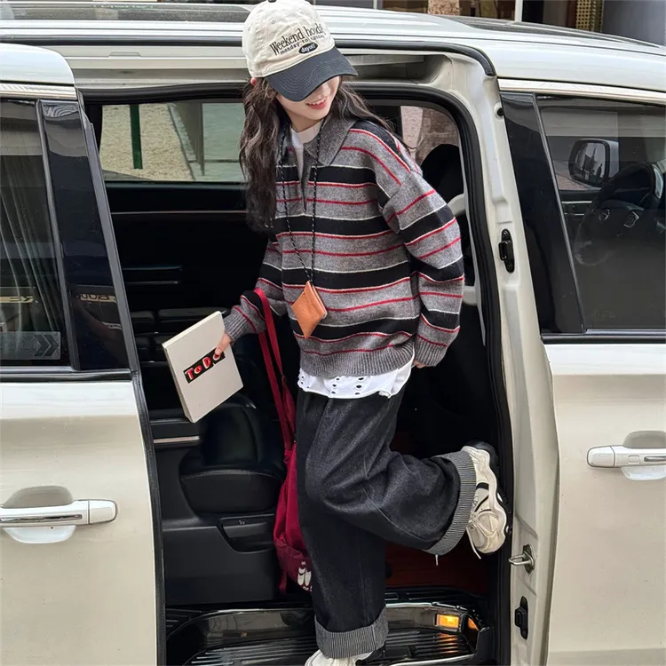 女童学院风毛衣秋装2025新款洋气儿童超好看针织衫女大童秋冬上衣