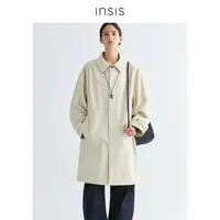INSIS FEMME【博主专属】棉质文艺翻领中长款简约宽松涂层风衣外套