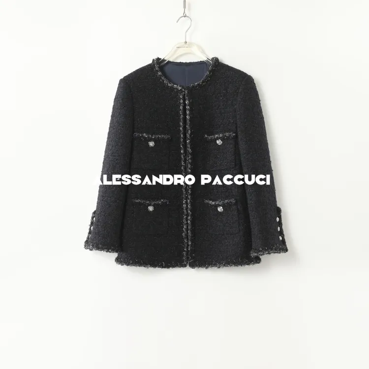 AP洛哥44173WX【黑标/冰岛星夜】法国进口SCOP绵羊毛小香风外套24秋