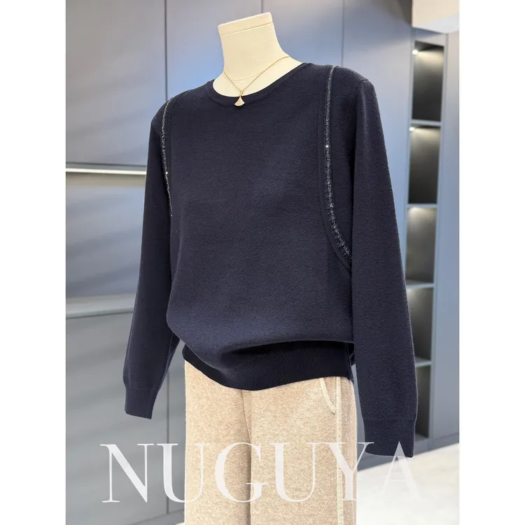 时尚休闲妈妈装针织衫女2025秋冬新款上衣气质百搭中老年毛衣打底