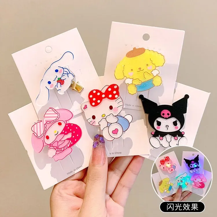 发光KT猫发夹情侣发饰玉桂狗亚克力发夹奇奇怪怪装饰品发饰