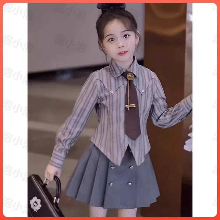 时尚童装品质女童学院风套装春款2025新款儿童jk小女孩时髦百褶裙