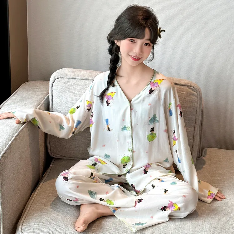 女童睡衣春秋装2025新款儿童长袖家居服套装网红女大童秋款空调服