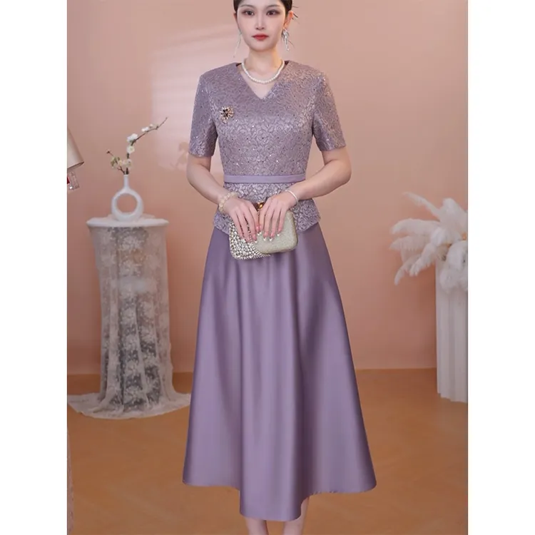 婚礼妈妈礼服年轻高贵大码结婚妈妈装婚宴气质喜婆婆喜妈妈婚宴装