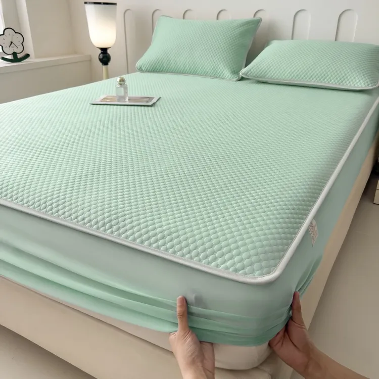 夏季冰豆豆凉席床笠款冰丝席家用床罩床套单双人空调席凉感软席子