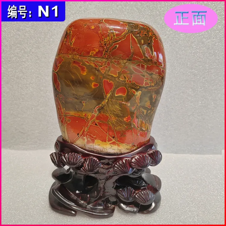 N彩石画面奇石头广东韶关产地加工厂直销红色石头家居办公室摆件
