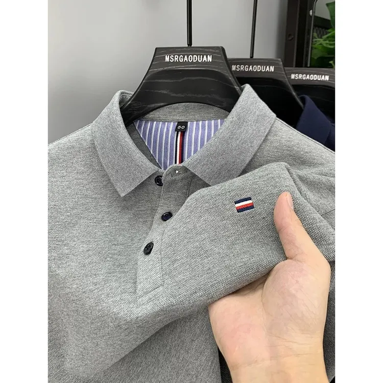 【新疆棉长袖】polo衫秋季冬季商务休闲万针刺绣男士优质1085长