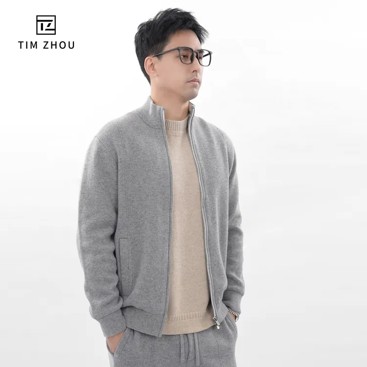 TIM ZHOU冬季小山羊绒baby cashmere男士BC款立领外套重磅保暖