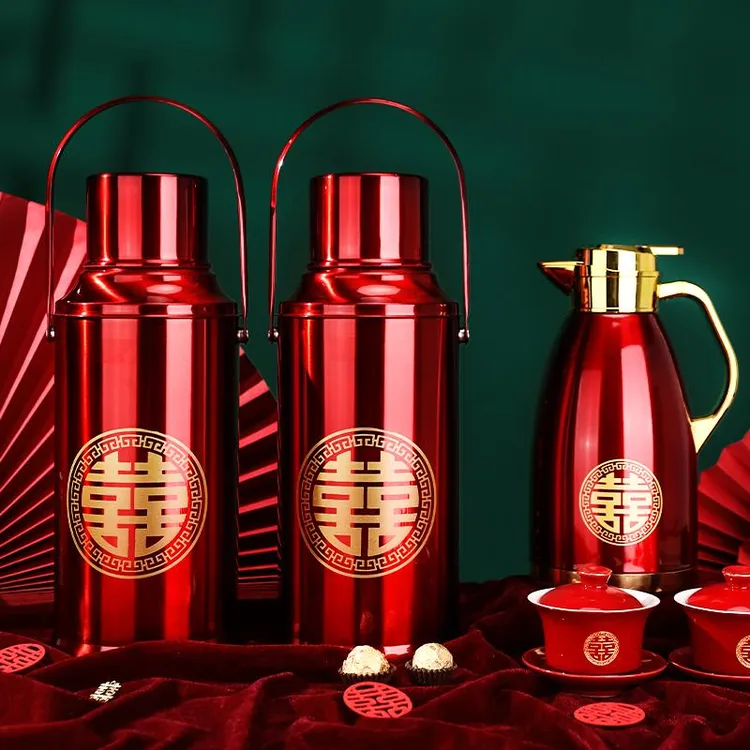 结婚暖壶一对套装开水瓶保温壶女方娘家陪嫁妆热水壶婚庆用品大全