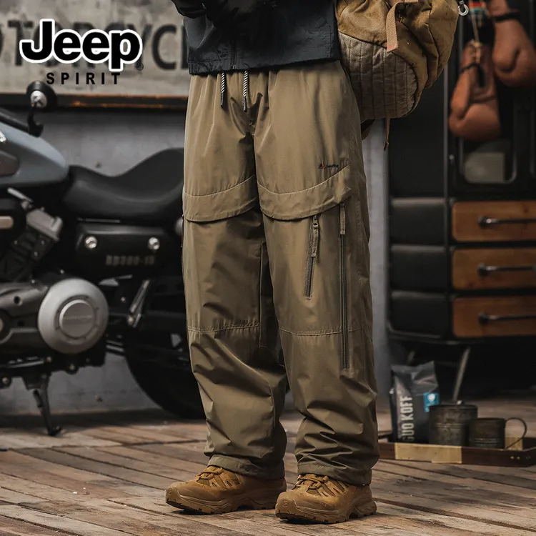JEEP吉普90白鸭绒羽绒裤男士外穿冬季户外防风保暖工装裤休闲长裤