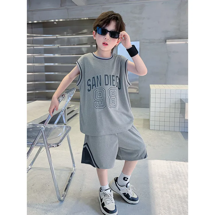 戴维贝拉【断码】男童夏装运动套装2025新款儿童夏季网眼透气无袖背