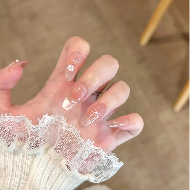 【水光猫眼】纯欲裸色冰透猫眼美甲手工穿戴甲气质千金感高颜值美甲