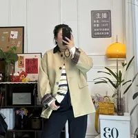 YZJ【诗意琥珀】秋季大码复古英伦中长款翻领时尚百搭长袖风衣外套