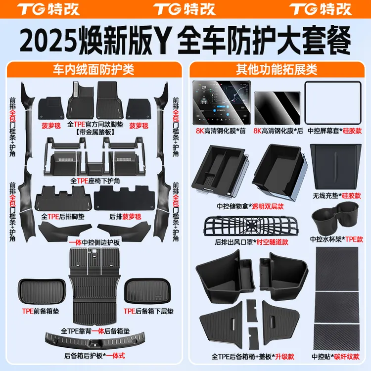 【特改】适用特斯拉焕新版ModelY全车大礼包全包围tpe脚垫好物推荐