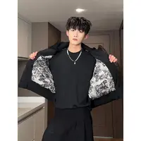 D49 蛇年限定春季蛇纹立领外套短款简约美式夹克男