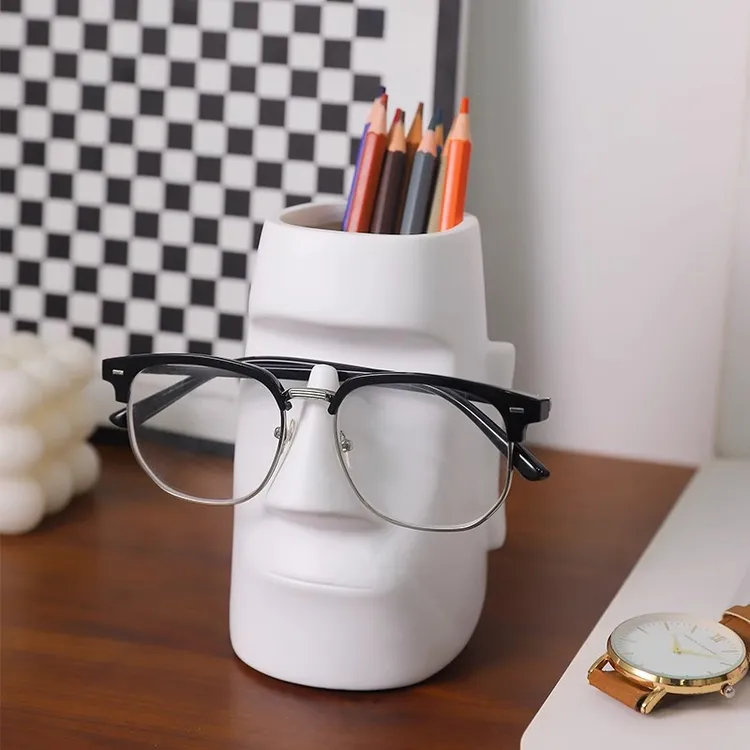 【摩艾人脸眼镜架】摆件客厅电视柜装饰品办公室桌面收纳架装饰品