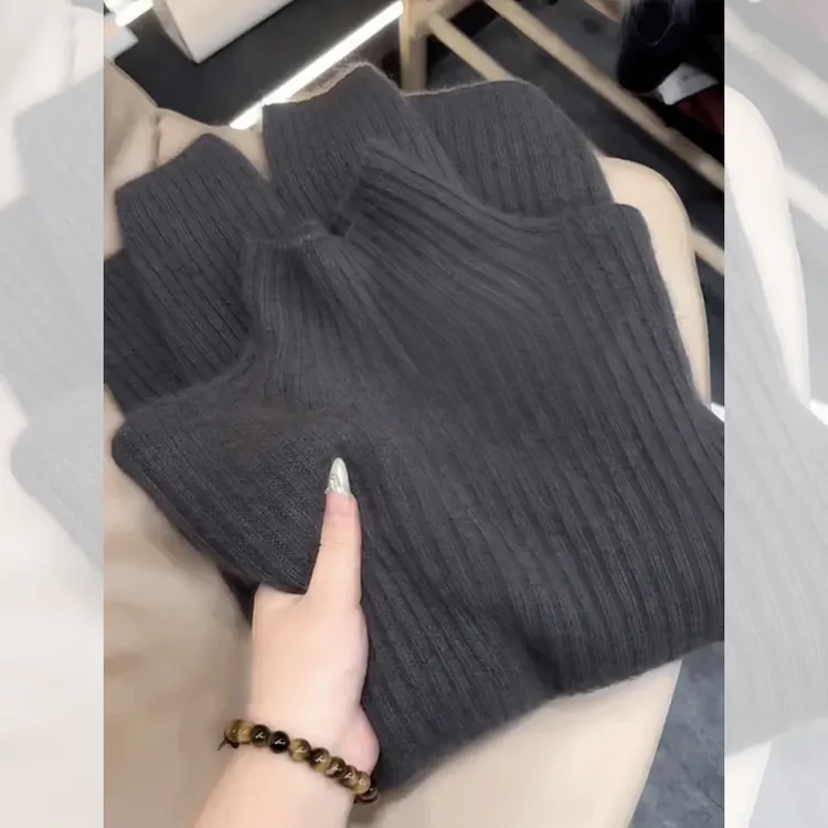 保暖百搭打底衫毛衣秋冬新款胖MM大码女装简约高级感高领针织衫女