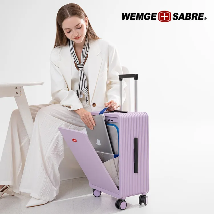 瑞士军刀前置开口行李箱轻便侧开深仓拉杆箱多功能男女通用旅行箱